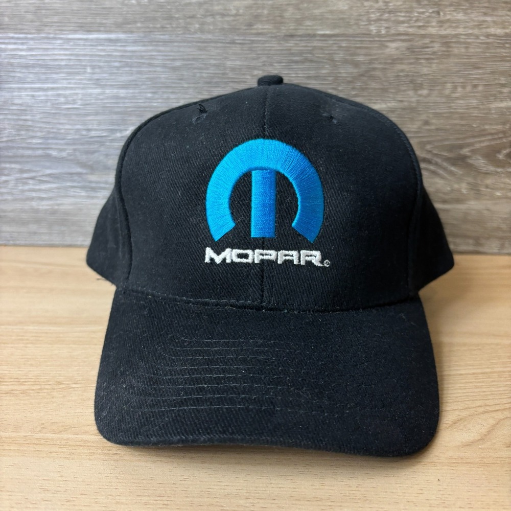 Vintage Mopar Hat Cap Strap Back Black Blue Embroidered Racing 90s
